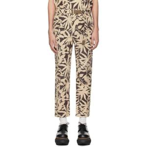 25 FW 사카이 남성 베이지   브라운 프린트 슬랙스 241445M191034