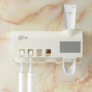 태양광충전 모션감지 무선 칫솔살균기 치약짜개홀더