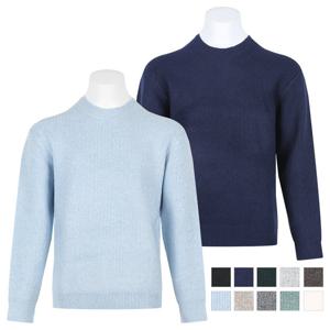 남자 고급 울 하찌 골지 라운드 니트 SG-KN-Q055-차콜