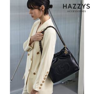 헤지스ACC  레더 퀼팅 체인 호보 숄더백 M HIBA5E551BK