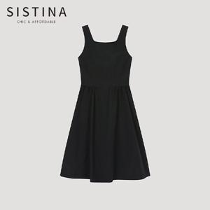 [SISTINA] 인기 셔링 스퀘어넥 슬리브리스 원피스_AWWOPO21210_BK