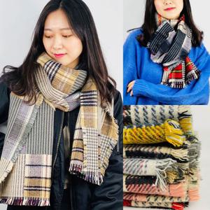 글램 체크 머플러 겨울 여성 남자 목도리 캐시미어 울