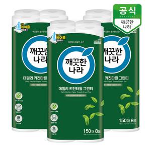 깨끗한나라 데일리 키친타올 그린티 150매 8롤 x 3팩