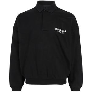 피어오브갓 에센셜 24FW 블랙 로고 플리스 폴로 스웨트셔츠 192HO244390F