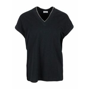 [BRUNELLO CUCINELLI] 라프리마 여성 티셔츠 코튼 브이넥 M0T18BD222C101 블랙 /8