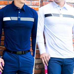 [레디핏]남자 가로라인 골프웨어 상의 스판 골프티 긴팔티셔츠