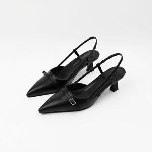 [신난다슈] 여성 구두 슬링백 힐 5cm 여자 스틸레토 펌프스 힐 미들힐 밴딩 NF255200 블랙