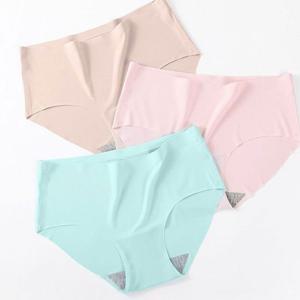 여성 편안한 실크 심리스 데일리 캐주얼 팬티 속옷