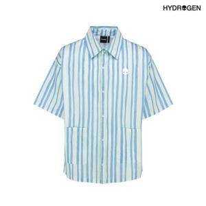[하이드로겐] 유니 스트라이프 패턴 그래픽 반팔셔츠 H31D2TF209_TQ