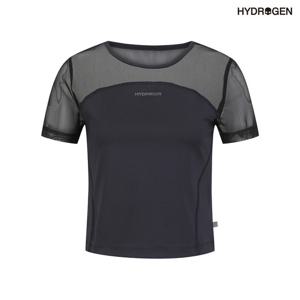 [하이드로겐] 여성 메쉬배색 변형 반팔라운드 H21D2TR422_BK