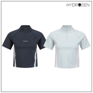 [하이드로겐] 여성 배색형 반팔 하프집업티 H21D2TR423