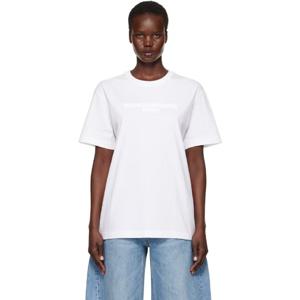 알렉산더왕 티셔츠 화이트 디스트레스 로고 티셔츠 251187F110005