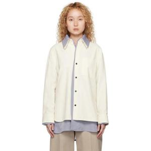 Bottega Veneta 셔츠 오프 화이트 코튼 셔츠 231798F109010