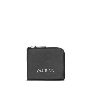 마르니 로고 스티치 지퍼 가죽 지갑 PFMI0095Q0P6533