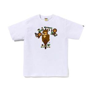 베이프 ABC 카모 컬리지 마일로 티셔츠 화이트 그린 0ZXTEMX10004N