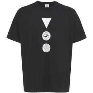 25 FW 버버리 프런트 패널 배지 프린트 코튼 저지 반팔 티셔츠 블랙 8042760