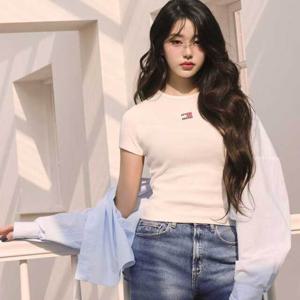 타미진 여성 크롭 포플린 셔츠 T32F6WSH03TWT1