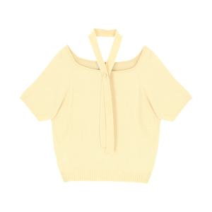 [뷰어]여성 스퀘어넥 타이 반팔 니트 ZNKPP402_CR