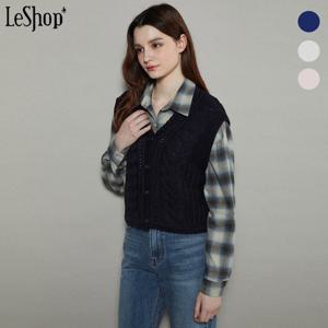 [르샵]꽈배기 뜨개 세미 크롭 니트 베스트 (BOAVT008A)