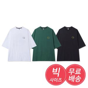 남자 굿 스마일 라운드 반팔 티셔츠 AC-TSH-Q028-블랙