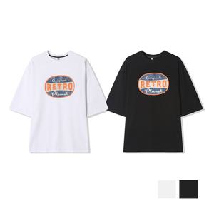 남자 여름 레트로 라운드 반팔 티셔츠 AC-TSH-Q077-화이트