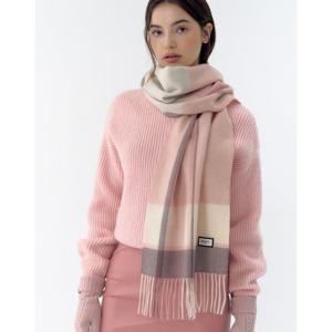 [헤지스]HIMU5F222P2_여성 핑크 체크 캐시미어혼방 머플러