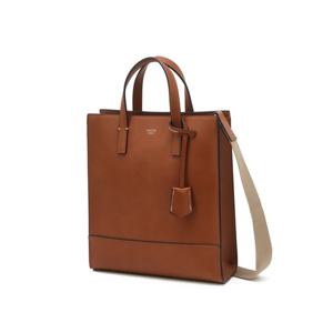 [헤지스]브라운 로고배색 가죽 토트백 HJBA5F886W3