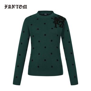 [팬텀] 여성 로고 도트 자가드 패턴 니트 221E3SR105_GN