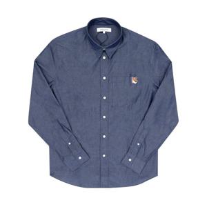 메종키츠네 OM00432WC5043 P470 폭스 헤드 패치 경량 샴브레이 남성 셔츠