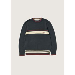 [플랙진]남성 라운드넥 카라 스트라이프 니트 (PWTH4NTL60M)