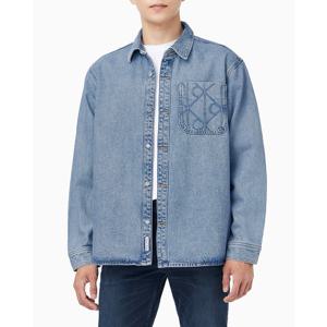 CK진  남성 90s 레귤러 핏 라이트블루스톤 워시 긴팔 데님 셔츠(4RD747G)