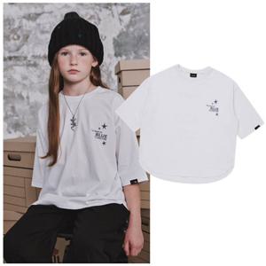 블루테일2 AZG8TS01WT 주니어 공용 오버핏 화이트 반팔 티셔츠 초등