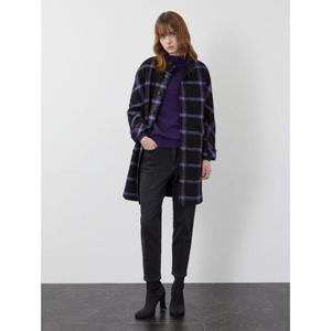 [올리비아로렌][올리비아로렌] 밴드넥 퍼플 체크코트VOCEA3W9341