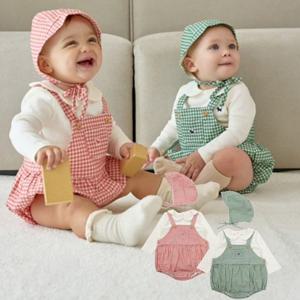 HP블루독베이비25년FW 깅엄체크SET바디수트 245C1360401.02