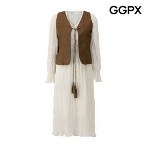 [GGPX] 프린지 레더 베스트 세트 쉬폰 원피스 (GP9ST015F)