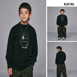 [블루테일]AZH1TS01BK 블랙 가로 절개 긴팔 티셔츠