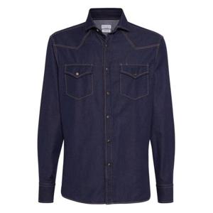 브루넬로 쿠치넬리 논 페이드 데님 웨스턴 셔츠 MY6524008CJZ29