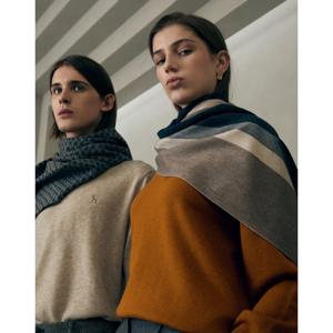 [헤지스]네이비 컬러배색 캐시미어 머플러 HIMU5F716N2