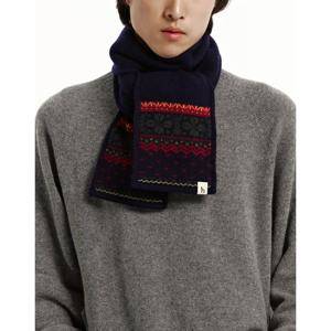 [헤지스/선물포장]네이비&레드 노르딕 캐시미어혼방 머플러HJMU5F231N2