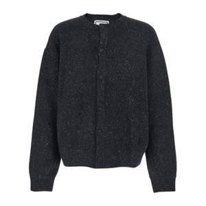 우영미 크루넥 울 블렌드 로고 가디건 W253KN06 511G