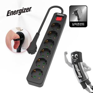 에너자이저 고용량 멀티탭 3680W 과부하차단 슬림 납작 블랙 6구 4M