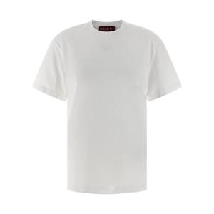 구찌 로고 자수 코튼 저지 반팔 티셔츠 837959XJHJR9692 White