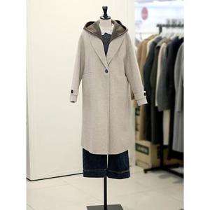 메종블랑쉬 세이브존03 탈부착 후드 배색 루즈핏 울 롱 코트 AGM254MCOB04A