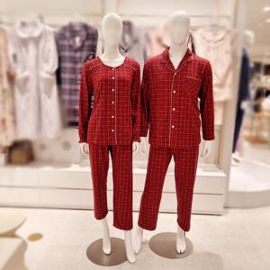 [비비안] 폴리기모 하트 체크나염 커플 파자마세트 WP8879RMP8879A