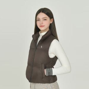 헤지스골프  브라운 여성 셔링 경량 다운 베스트(HWJU5D712W3)