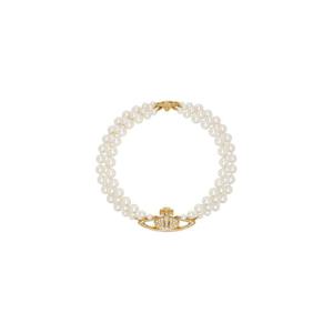 25 FW 비비안웨스트우드 여성 쓰리 로우 진주 바스 릴리프 초커 네크리스 252314F023009