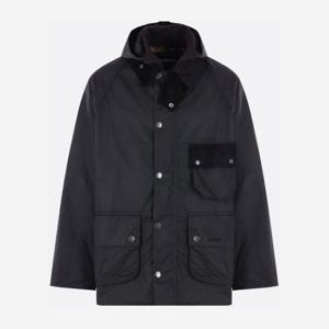 바버 블랙 왁스드 코튼 코듀로이 후드 재킷 MWX2479 BK71