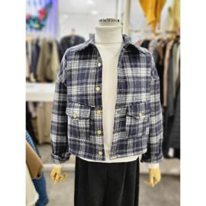 밸리걸 세이브존01 체크 기모 세미크롭 셔츠형 자켓 613570