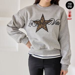 [모리스커밍홈] 레오파드 별 자수 맨투맨(기모)_M2512TS111D