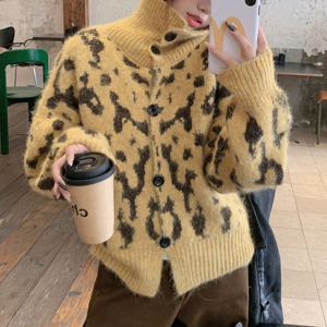 레오파드 하이넥 가디건_FG4GD001